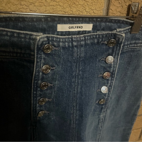 GRLFRND Revolve Adina in Make Waves Cropped High Rise Button Fly Jeans Size 24 - Picture 3 of 6